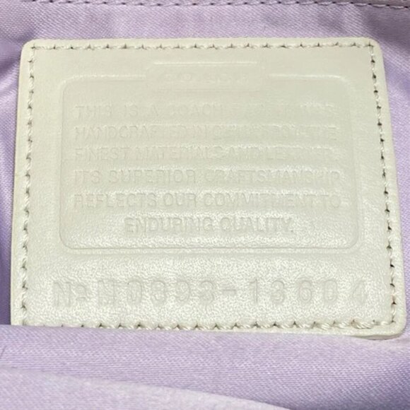 Coach Cricket 13604 Cream Tan Signature Shoulder Bag Purse Leather Trim TurnLock - Picture 13 of 15